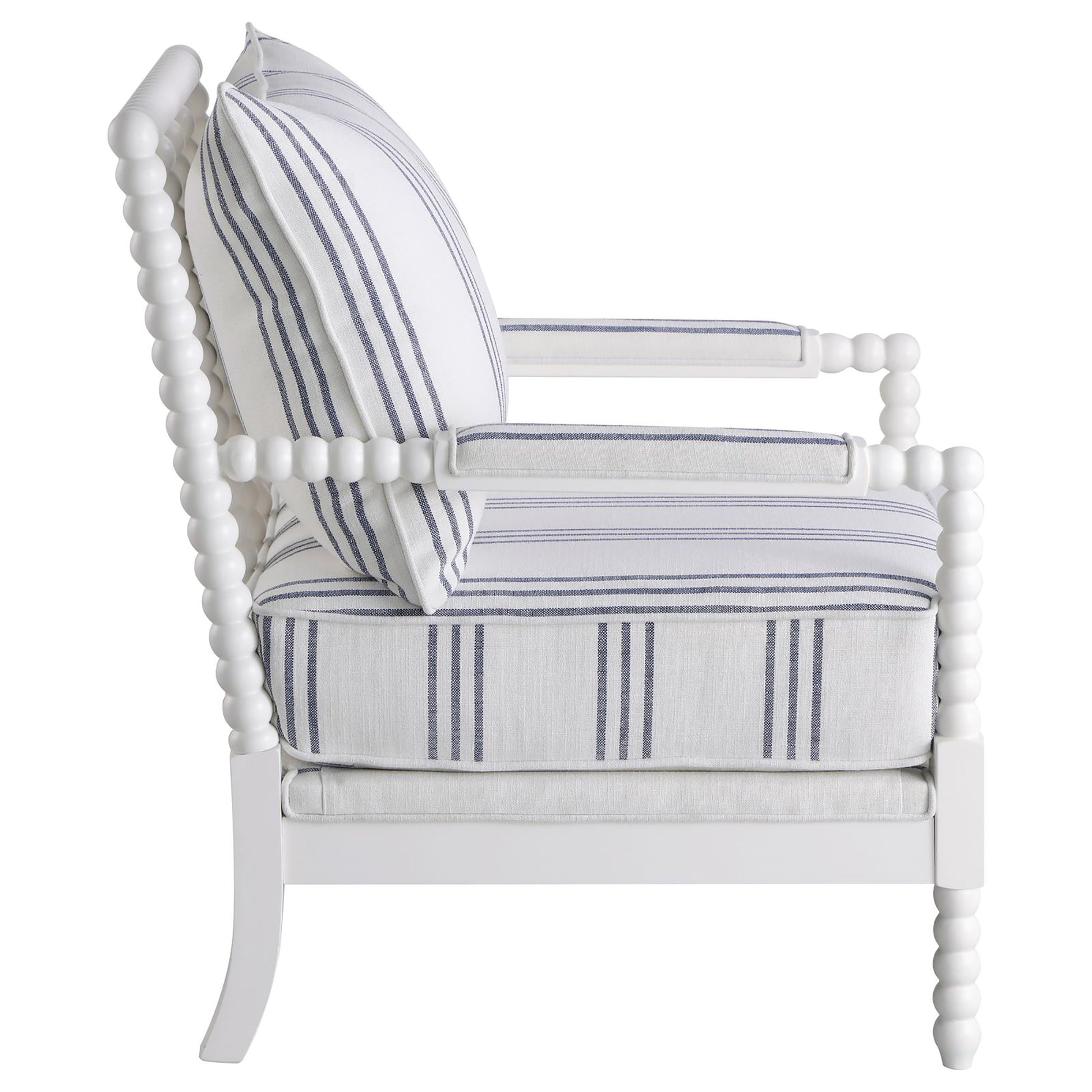 White And Navy Upholstered Stripe Accent Chair White White Primary Living Space Traditional Foam Fabric