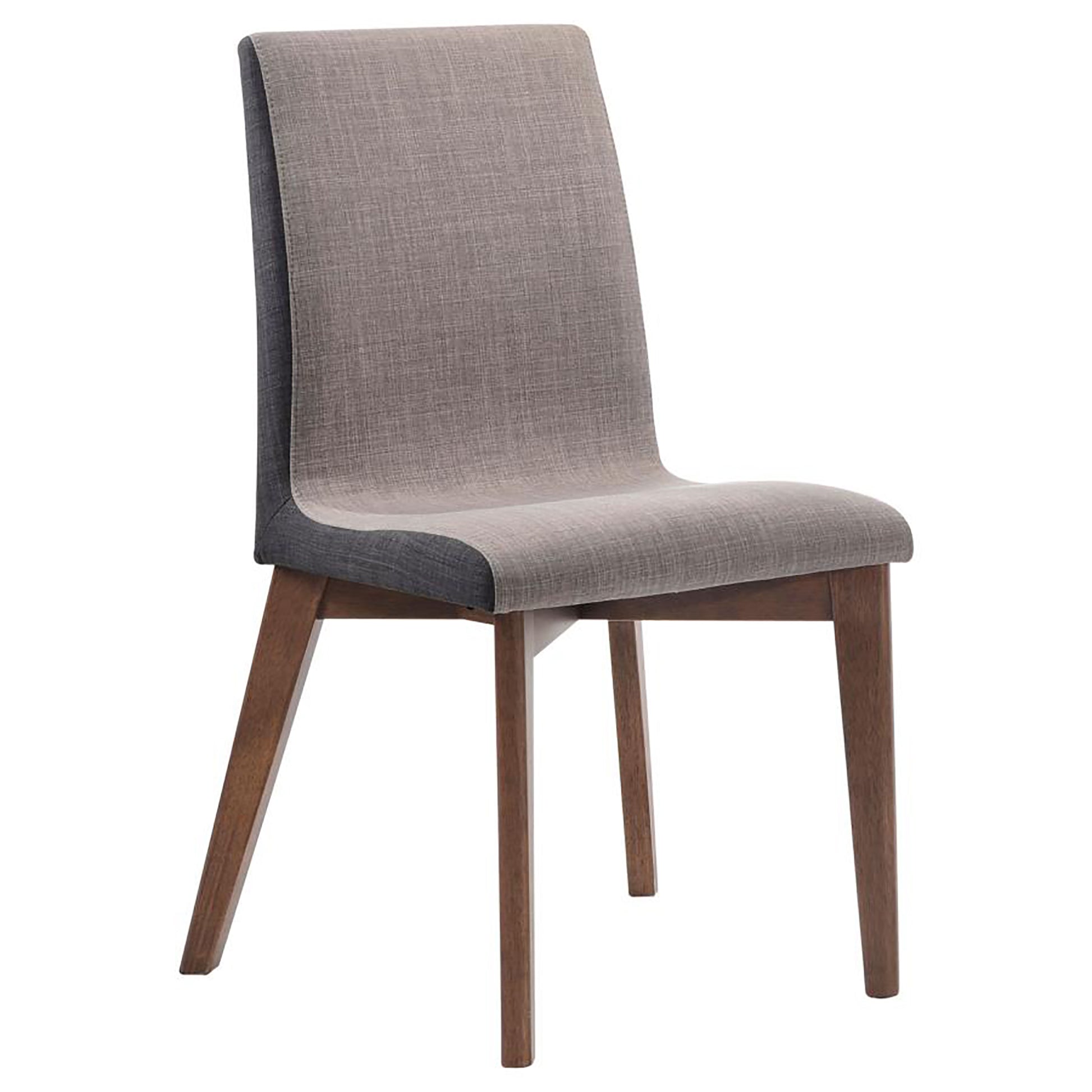 Grey And Natural Walnut Upholstered Side Chairs Set Of 2 Solid Grey Light Brown Dining Room Foam Spot Clean Mid Century Modern Side Chair Rubberwood Solid Back Foam Fabric