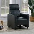 Black Upholstered Push Back Recliner Black Faux Leather Manual Push Back Wood Primary Living Space Medium Firm Tufted Back Contemporary,Modern Fir Square Arms Foam Faux Leather