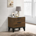 Walnut Brown 2 Drawer Faux Marble Top Nightstand Walnut Brown 2 Drawers Bedroom Drawer Storage Contemporary,Modern Rubberwood Drawers Walnut Wood