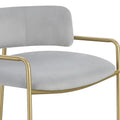 Grey And Gold Low Back Upholstered Stool Solid Grey Dining Room Foam Spot Clean Glam Bar Stools Solid Back Foam Velvet