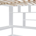 Full Size Loft Bed With Bookshelf,Drawers,Desk,And Wardrobe White Full White Solid Wood