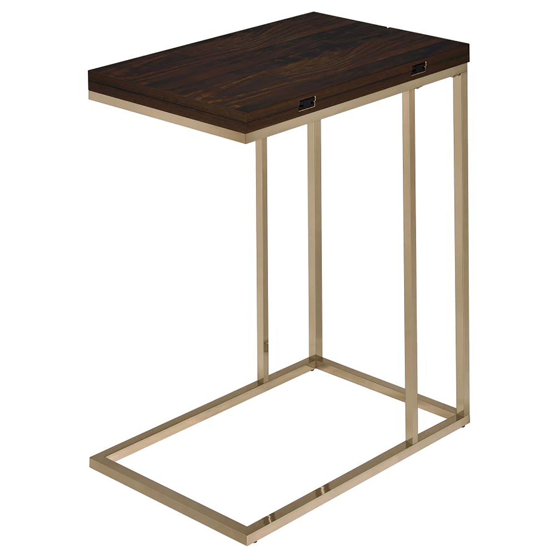 Chestnut Metal Snack Table Brown Brown Folding Primary Living Space Contemporary,Modern Rectangular Folding Tables Metal