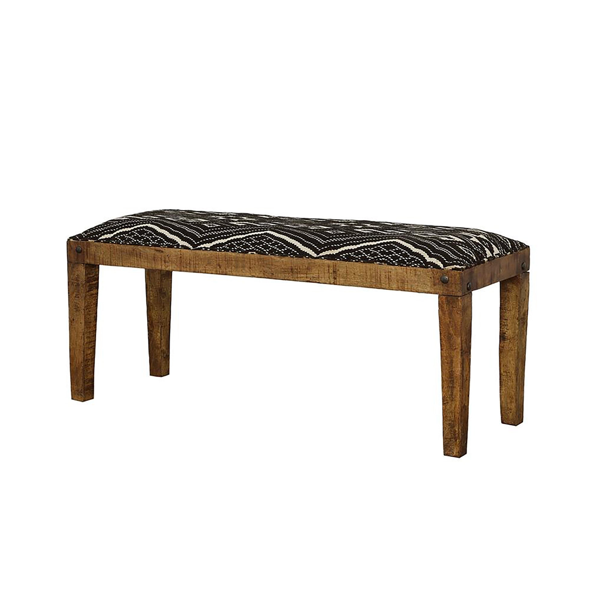 Black And White Upholstered Bench Black Brown Cotton Or Cotton Blend Primary Living Space Black Contemporary,Modern Mango Foam Fabric