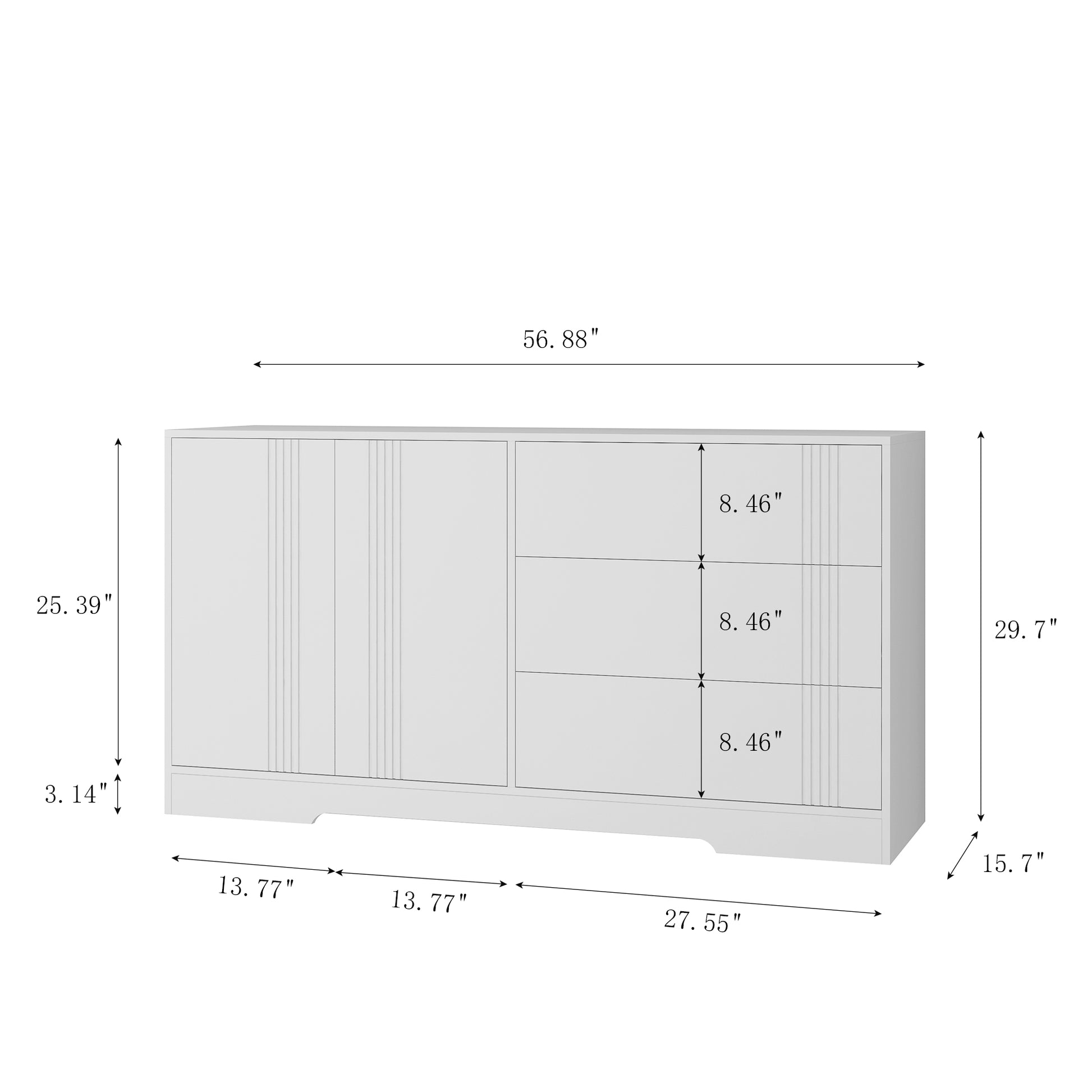 Sideboard Buffet Cabinet With Storage, Modern Kitchen Buffet Storage Cabinet With Drawer And Doors, Large Coffee Bar With Adjustable Shelves For Kitchen White Mdf