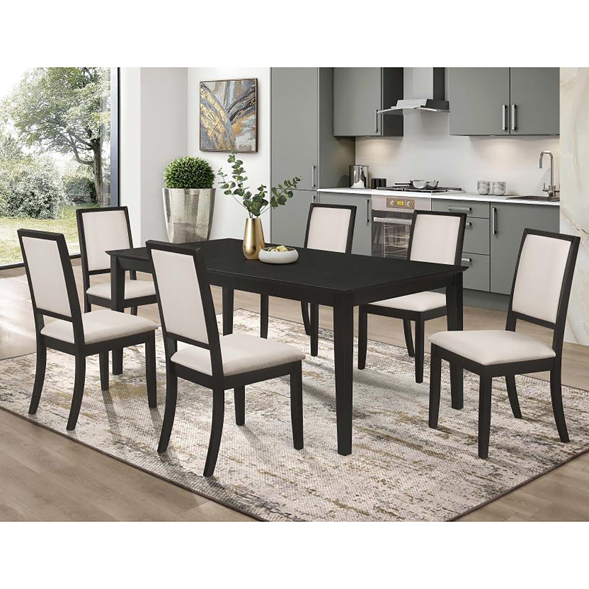 Cream And Black Upholstered Side Chairs Set Of 2 Solid Cream Dining Room Foam Spot Clean Transitional Dining Chairs Rubberwood Open Back Foam Fabric