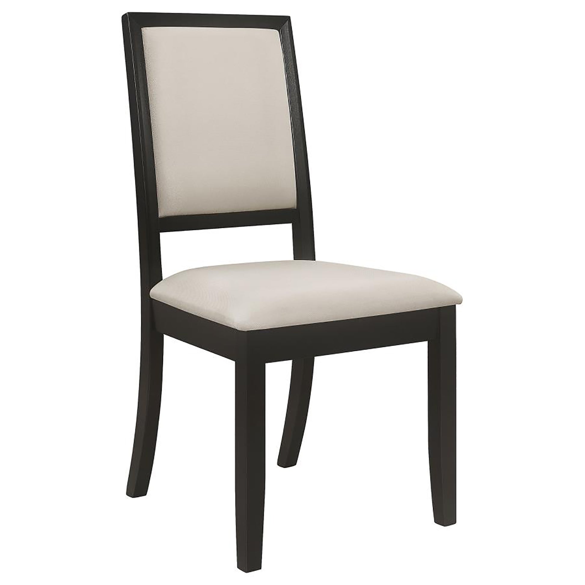 Cream And Black Upholstered Side Chairs Set Of 2 Solid Cream Dining Room Foam Spot Clean Transitional Dining Chairs Rubberwood Open Back Foam Fabric