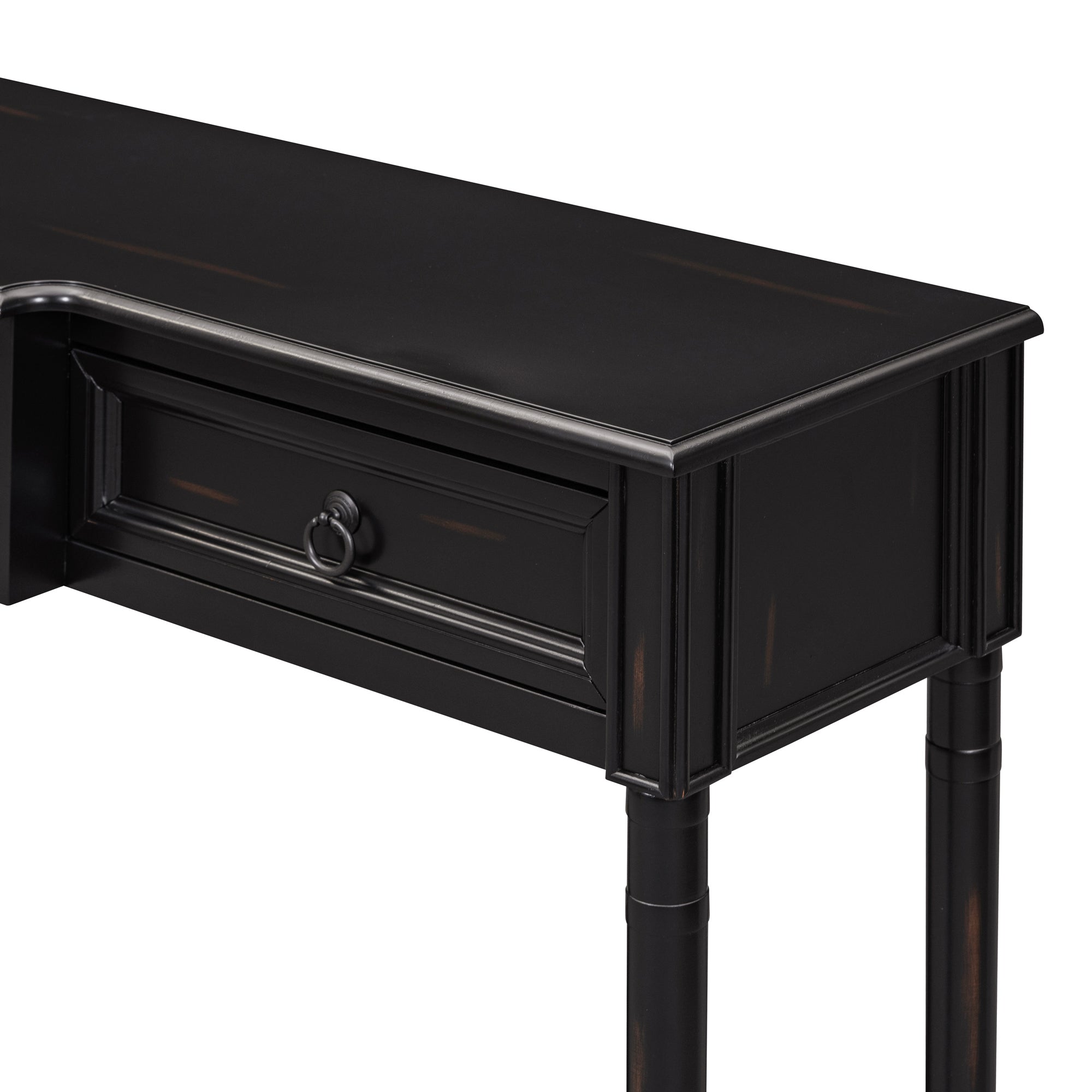 Console Table Sofa Table with Drawers for espresso-solid wood+mdf