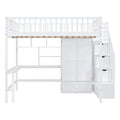 Full Size Loft Bed With Bookshelf,Drawers,Desk,And Wardrobe White Full White Solid Wood