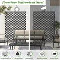 Metal Privacy Screens And Panels With Free Standing, Freestanding Outdoor Indoor Privacy Screen, Decorative Privacy Screen For Balcony Patio Garden, Semi Circular Shape Black Steel