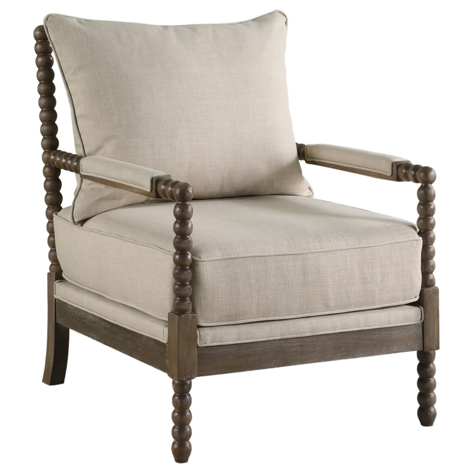 Beige And Natural Removable Back Accent Chair Beige Light Brown Primary Living Space Traditional Foam Fabric