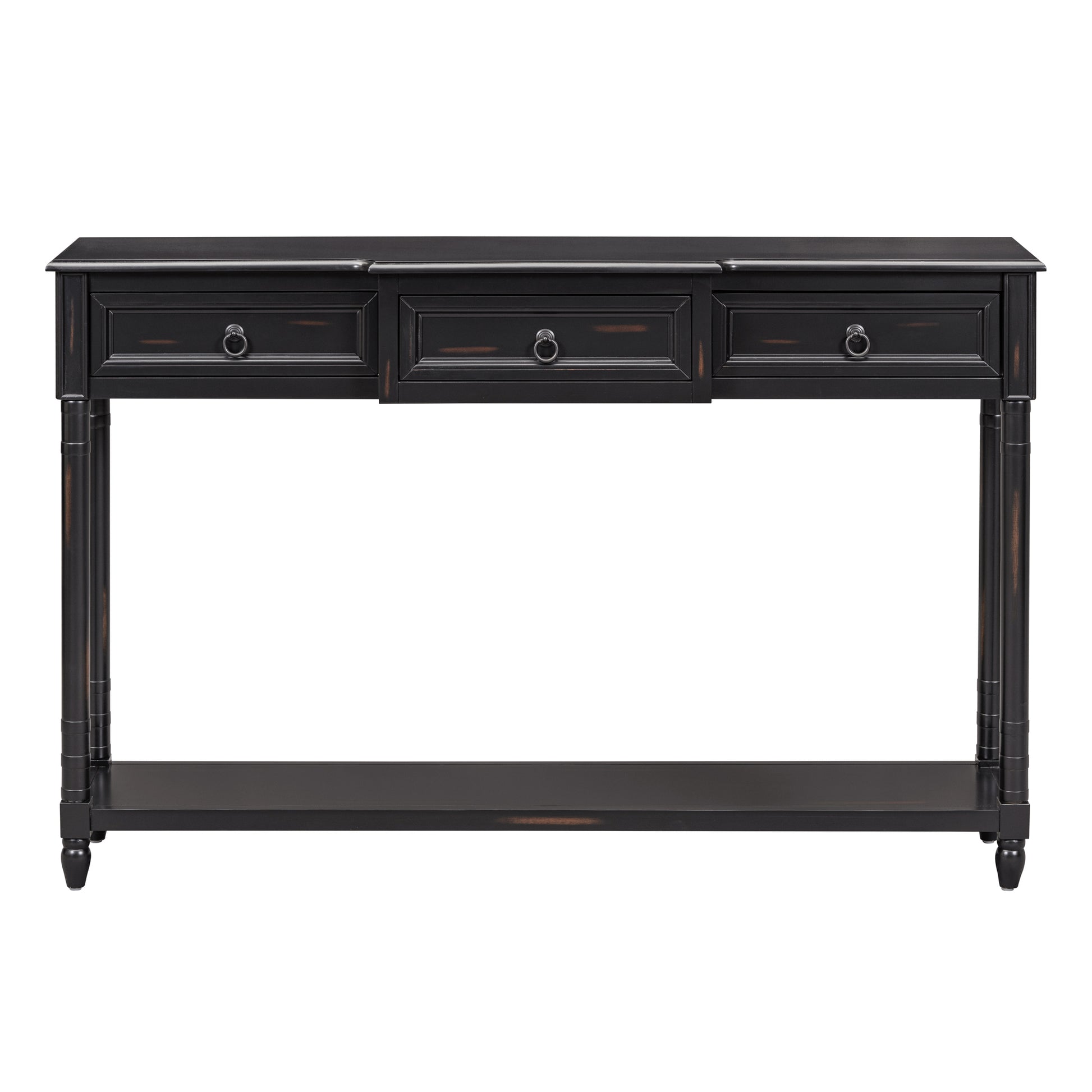 Console Table Sofa Table With Drawers For Entryway With Projecting Drawers And Long Shelf Espresso, Old Sku: Wf189574Aab Espresso Solid Wood Mdf