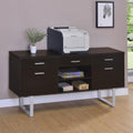 Cappuccino 5 Drawer Credenza With Open Shelving Cappuccino Brown Writting Desk Office Contemporary,Modern Rectangular Drawers Desk Wood Sled