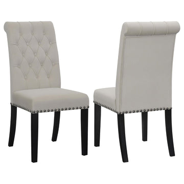 Sand And Rustic Espresso Tufted Side Chairs Set Of 2 Solid Grey Espresso Dining Room Foam Spot Clean Transitional Side Chair Rubberwood Tufted Back Foam Velvet