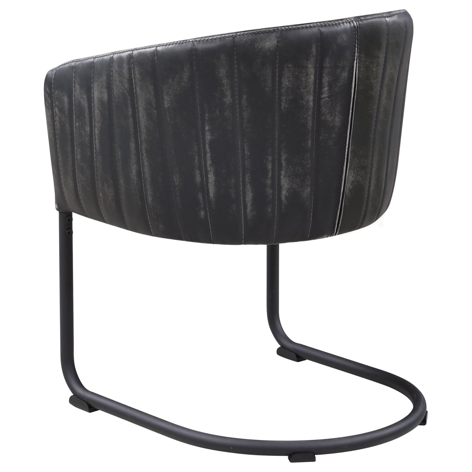 Anthracite And Matte Black Barrel Dining Chair Solid Black Dining Room Foam Industrial Barrel Chair Solid Back Foam Faux Leather