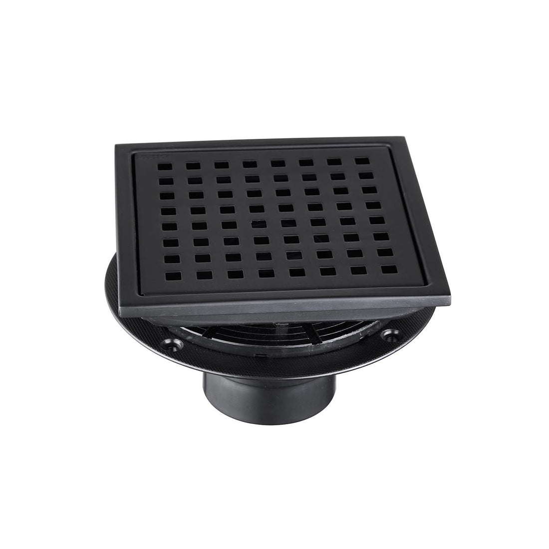 6 Inch Grid Shower Floor Drain Matte Black Stainless Steel