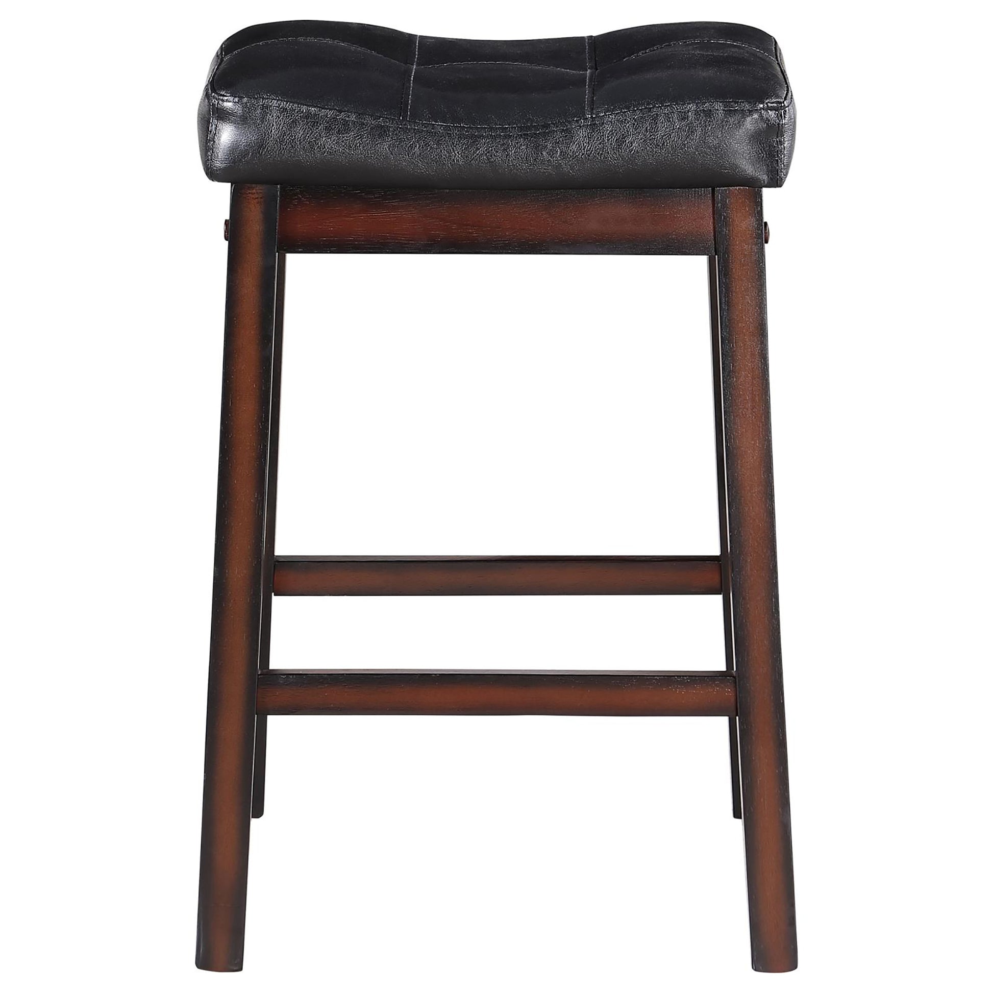 Black And Cappuccino Upholstered Counter Height Stools Set Of 2 Solid Black Brown Dining Room Spot Clean Rectangular Transitional Bar Stools Rubberwood Foam Faux Leather