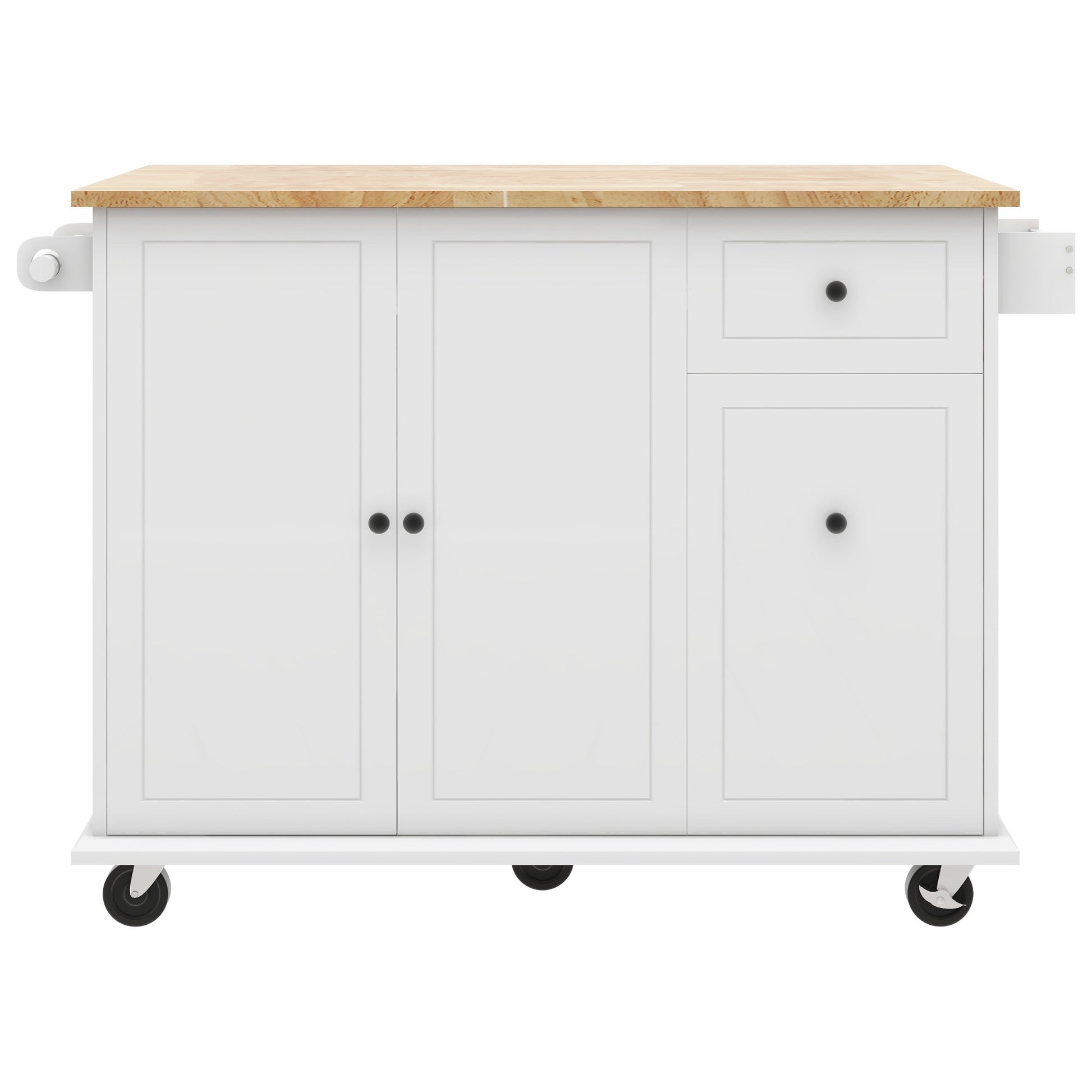 Kitchen Island With Drop Leaf, 53.9" Width Rolling Kitchen Cart On Wheels With Internal Storage Rack And 3 Tier Pull Out Cabinet Organizer, Kitchen Storage Cart With Spice Rack, Towel Rack White White Kitchen Classic,European,Modern Rectangular Kitchen