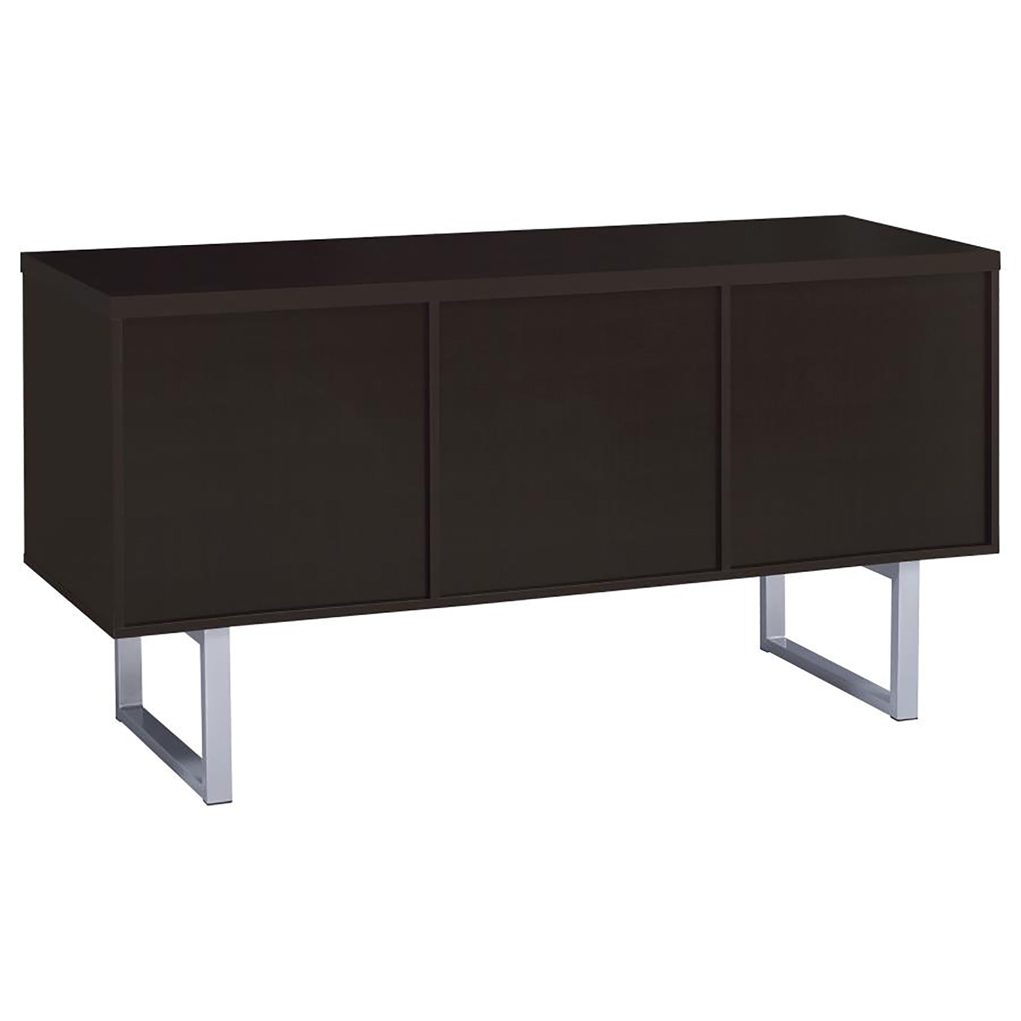 Cappuccino 5 drawer Credenza with Open Shelving