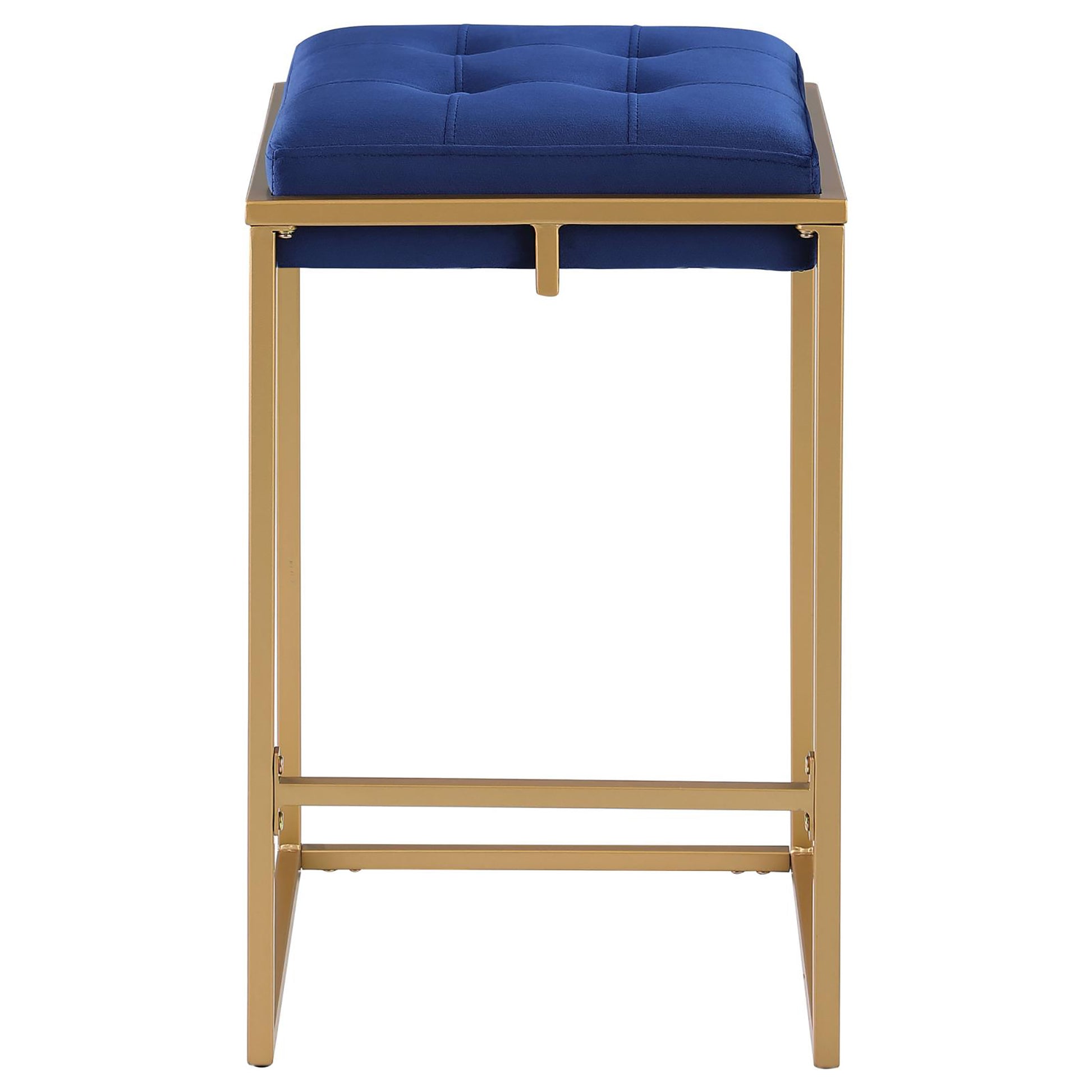 Blue And Gold Square Counter Height Stools Set Of 2 Solid Blue Dining Room Foam Spot Clean Square Contemporary,Modern Bar Stools Foam Velvet