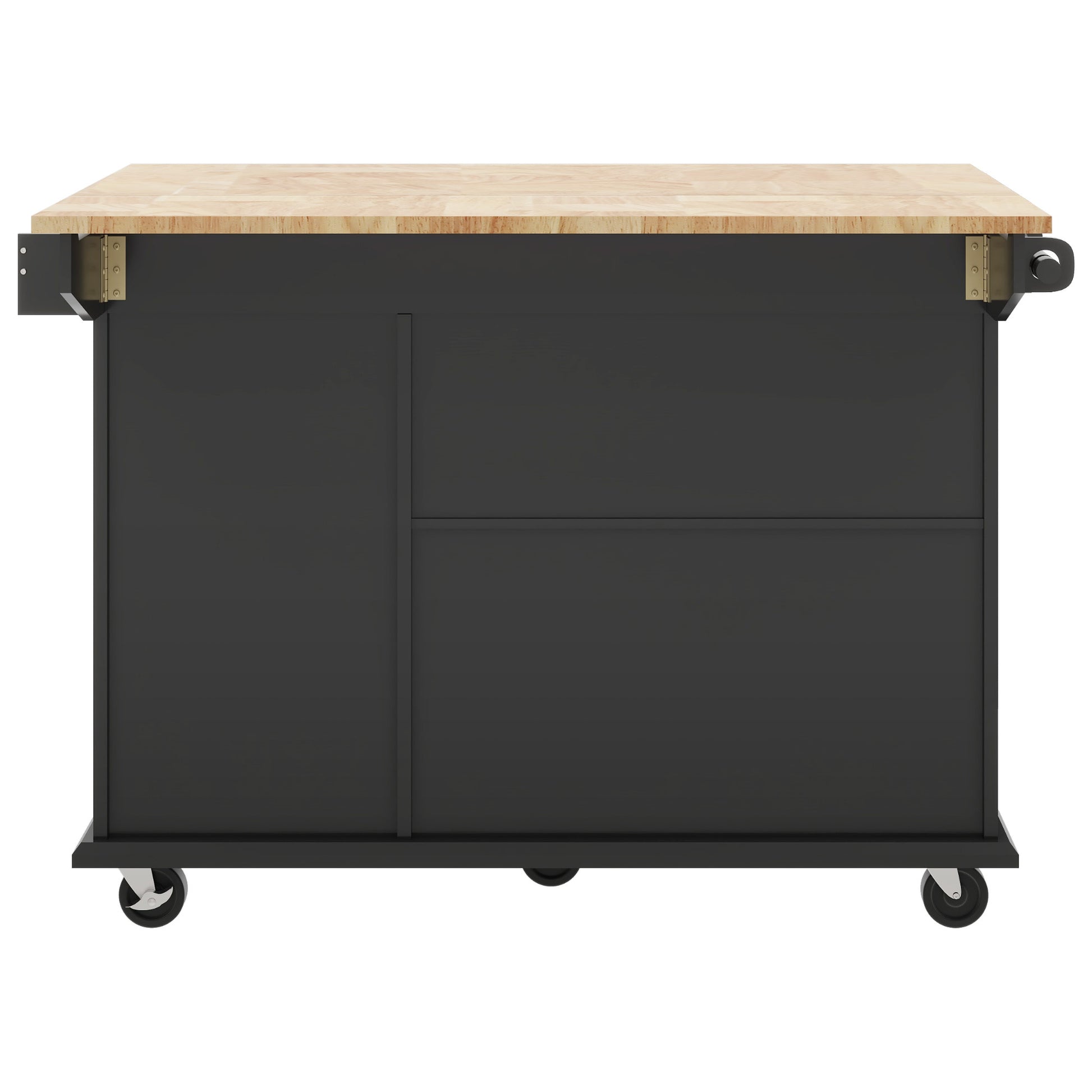 Kitchen Island with Drop Leaf, 53.9" Width Rolling