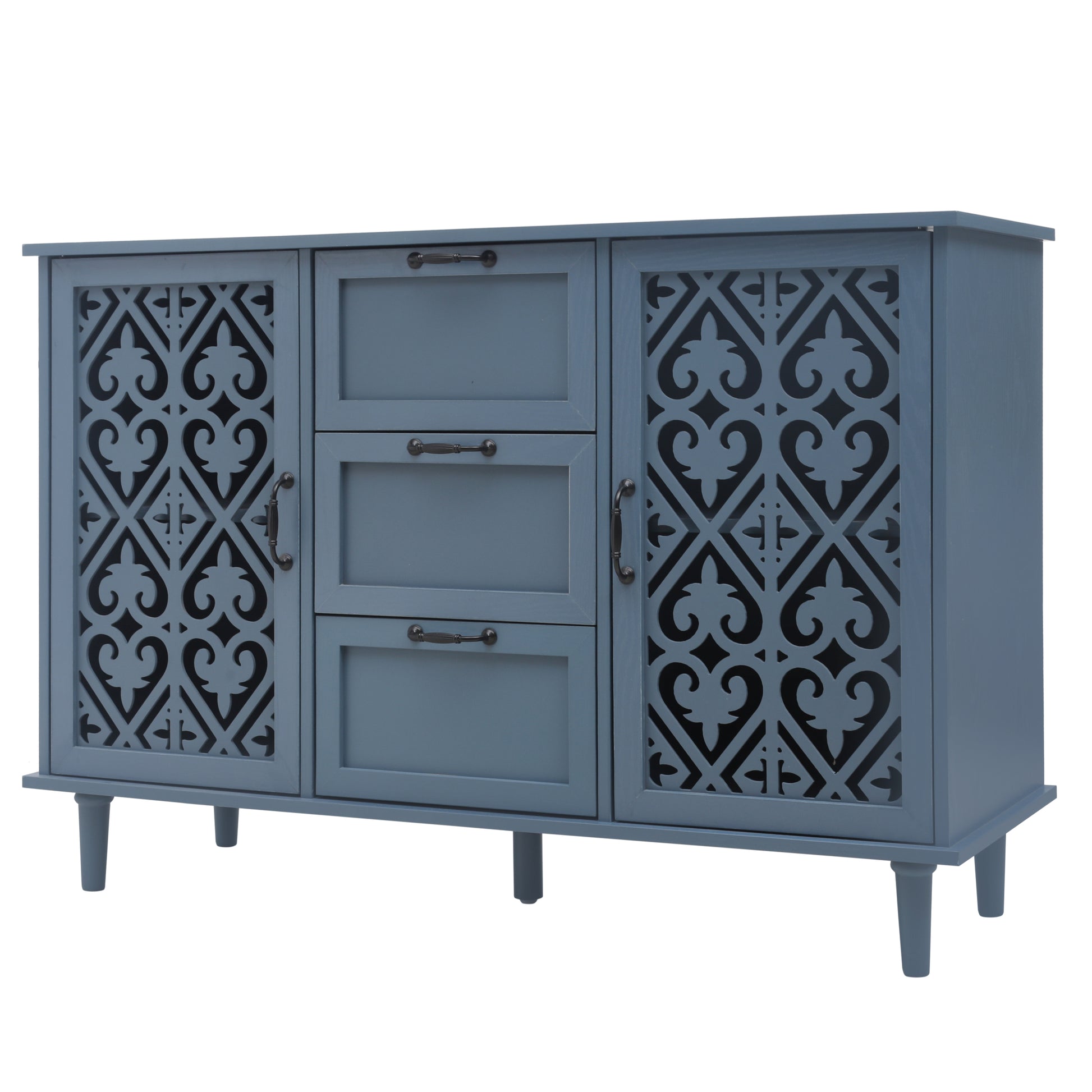 2 Door 3 Drawer Cabinet, American Furniture, Suitable For Bedroom, Living Room, Study Blue Particle Board