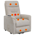 Beige Upholstered Power Lift Recliner With Storage Pocket Beige Chenille Power Remote Wood Primary Living Space Medium Firm Cushion Back Contemporary,Modern Square Arms Foam Fabric