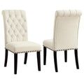 Beige Tufted Side Chairs Set Of 2 Solid Beige Espresso Dining Room Foam Spot Clean Transitional Side Chair Rubberwood Tufted Back Foam Fabric