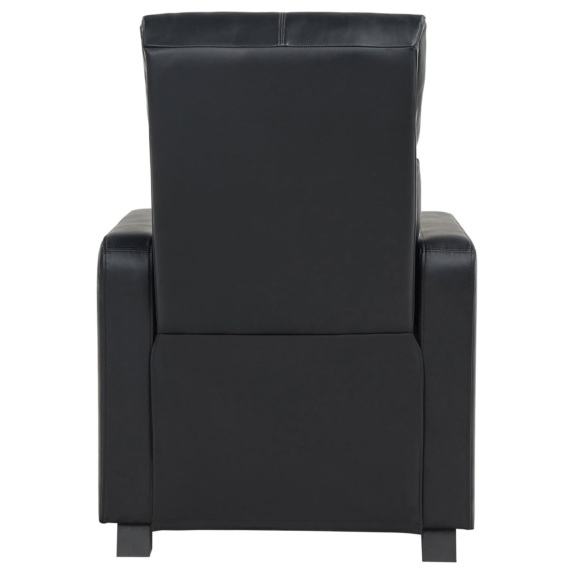 Black Upholstered Push Back Recliner Black Faux Leather Manual Push Back Wood Primary Living Space Medium Firm Tufted Back Contemporary,Modern Fir Square Arms Foam Faux Leather