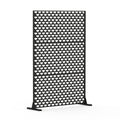 Metal Privacy Screens And Panels With Free Standing, Freestanding Outdoor Indoor Privacy Screen, Decorative Privacy Screen For Balcony Patio Garden, Semi Circular Shape Black Steel