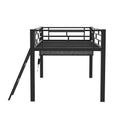 Gaming Mid Loft Bed With Desk, Led, Twin, Black Twin Black Mdf Metal