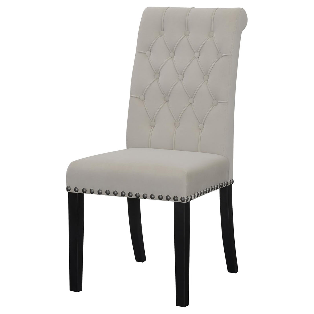 Sand And Rustic Espresso Tufted Side Chairs Set Of 2 Solid Grey Espresso Dining Room Foam Spot Clean Transitional Side Chair Rubberwood Tufted Back Foam Velvet