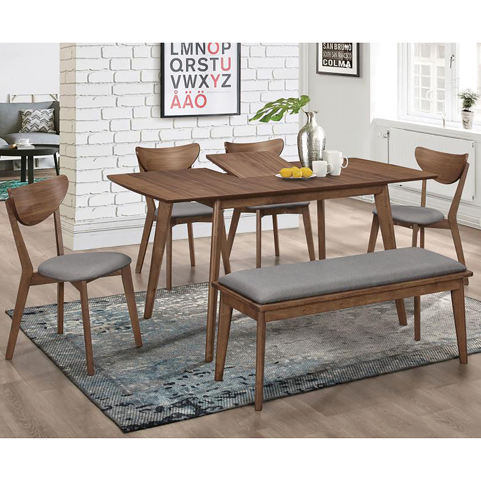 Natural Walnut Rectangular Dining Table Walnut Brown Dining Room Mid Century Modern Walnut Rectangular Kitchen & Dining Tables Wood