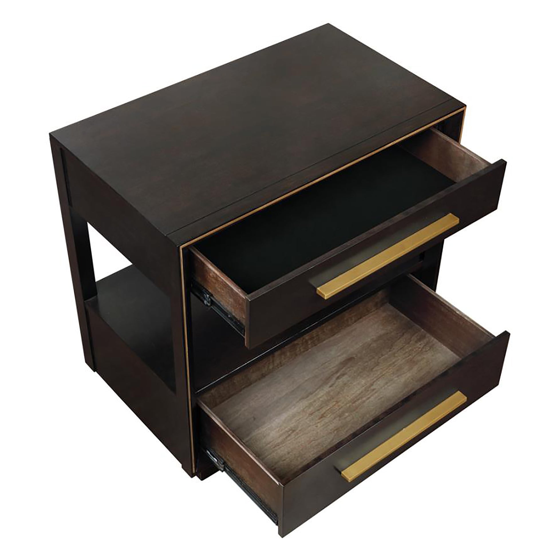 Smoked Peppercorn 2 Drawer Nightstand Brown Brown 2 Drawers Bedroom Drawer Storage Contemporary,Modern Poplar Charging Station Wood