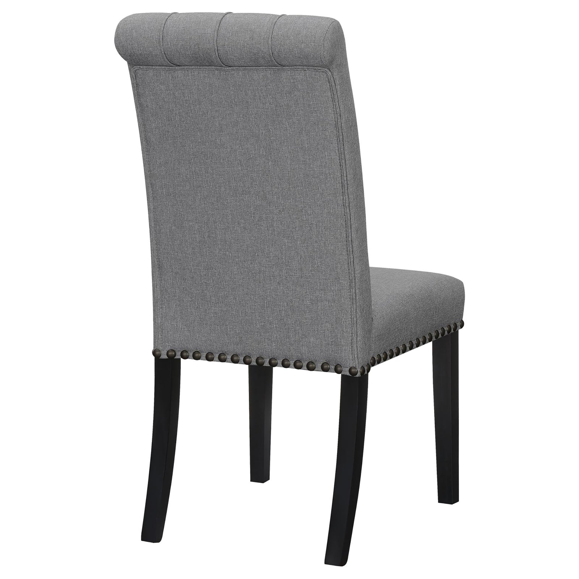 Grey And Rustic Espresso Tufted Side Chairs Set Of 2 Solid Grey Espresso Dining Room Foam Spot Clean Transitional Side Chair Rubberwood Tufted Back Foam Fabric