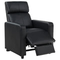 Black Upholstered Push Back Recliner Black Faux Leather Manual Push Back Wood Primary Living Space Medium Firm Tufted Back Contemporary,Modern Fir Square Arms Foam Faux Leather