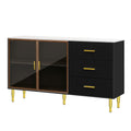 Modern Sideboard MDF Buffet Cabinet Marble black-mdf+glass