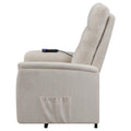 Beige Upholstered Power Lift Recliner With Storage Pocket Beige Chenille Power Remote Wood Primary Living Space Medium Firm Cushion Back Contemporary,Modern Square Arms Foam Fabric