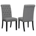 Grey And Rustic Espresso Tufted Side Chairs Set Of 2 Solid Grey Espresso Dining Room Foam Spot Clean Transitional Side Chair Rubberwood Tufted Back Foam Fabric