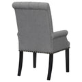 Grey Tufted Arm Chairs With Trim Solid Grey Espresso Dining Room Foam Spot Clean Transitional Arm Chair Rubberwood Tufted Back Foam Fabric