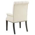 Beige And Smokey Black Tufted Arm Chair Solid Beige Dining Room Foam Spot Clean Transitional Arm Chair Rubberwood Tufted Back Foam Fabric