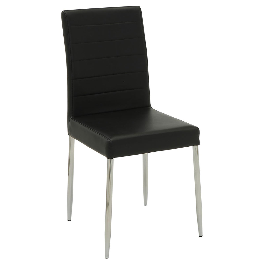 Black And Chrome Upholstered Dining Chairs Set Of 4 Solid Black Dining Room Foam Spot Clean Contemporary,Modern Side Chair Tufted Back Foam Faux Leather