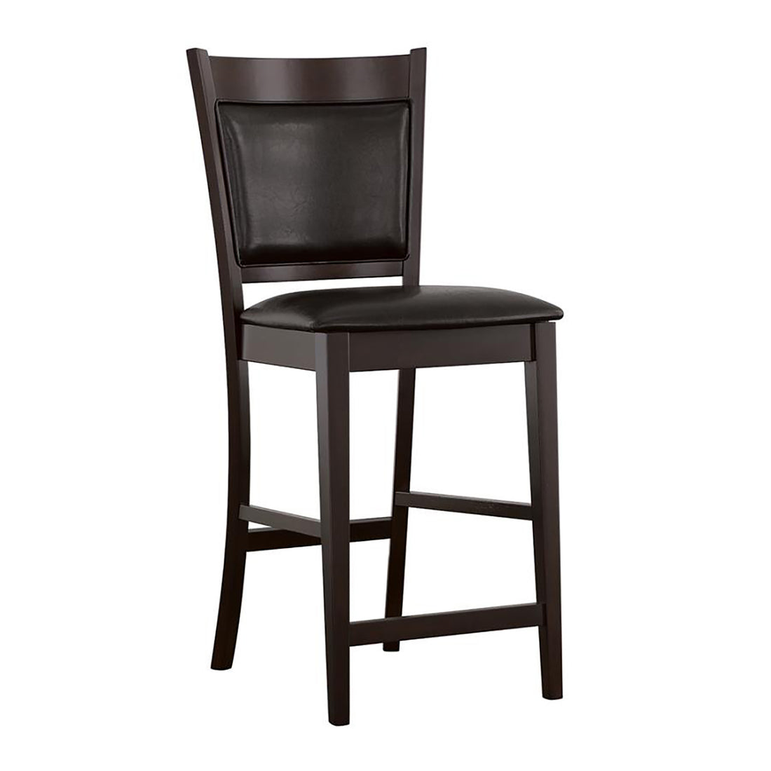 Black And Espresso Upholstered Counter Height Stools Set Of 2 Solid Black Espresso Dining Room Foam Spot Clean Transitional Bar Stools Rubberwood Open Back Foam Faux Leather