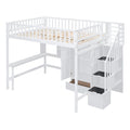 Full Size Loft Bed With Bookshelf,Drawers,Desk,And Wardrobe White Full White Solid Wood