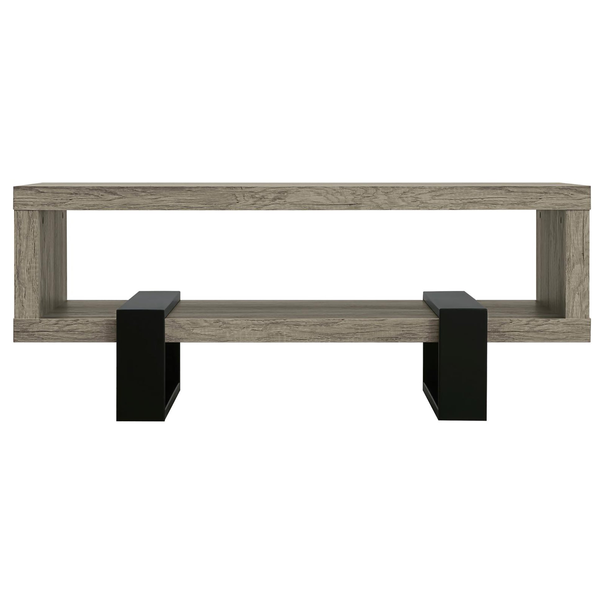 Grey Driftwood 1 Shelf Coffee Table Grey Gray Primary Living Space Contemporary,Modern Rectangular Open Storage Coffee & End Tables Wood Sled