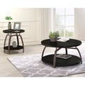 Dark Grey And Black Nickel End Table Dark Gray Primary Living Space Contemporary,Modern Shelves Coffee & End Tables Polished Wood