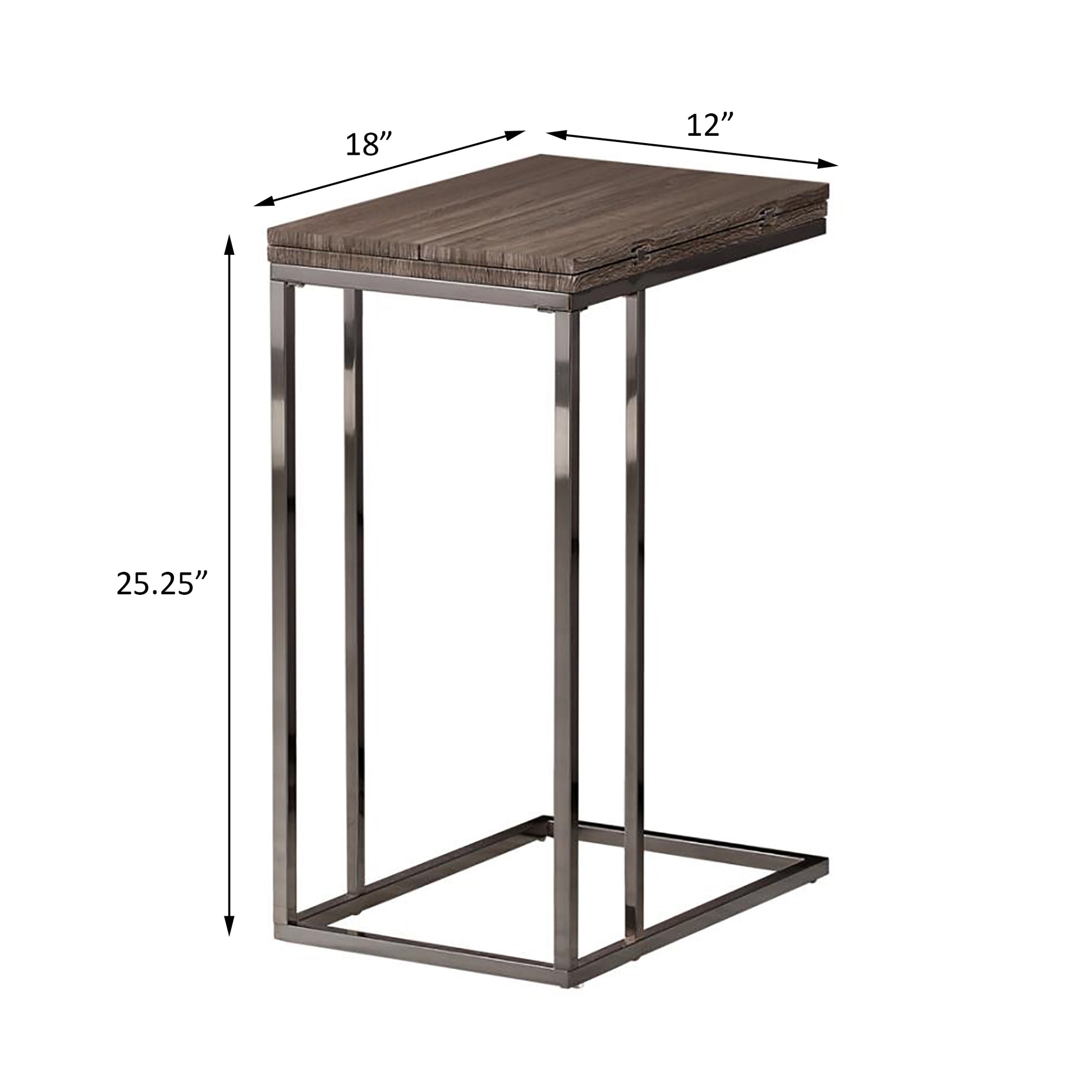 Weathered Grey And Black Snack Table With Expandable Top Grey Brown Folding Primary Living Space Industrial Rectangular Folding Tables Wood