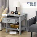 Side Table With Storage, Vintage End Table With Drawer And Open Shelf, Beside Table For Bedroom, Living Room, Gray Gray Mdf