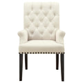 Beige And Smokey Black Tufted Arm Chair Solid Beige Dining Room Foam Spot Clean Transitional Arm Chair Rubberwood Tufted Back Foam Fabric