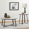 White Faux Marble And Matte Black End Table White Primary Living Space Contemporary,Modern Round Coffee & End Tables Wood Sled